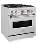 ZLINE 30 in. 4.2 cu. ft. Classic Gas Range with Convection Gas Oven in DuraSnow® Stainless Steel with 4 Brass Burners (CGRS-BR-30) - (CGRSBR30) -