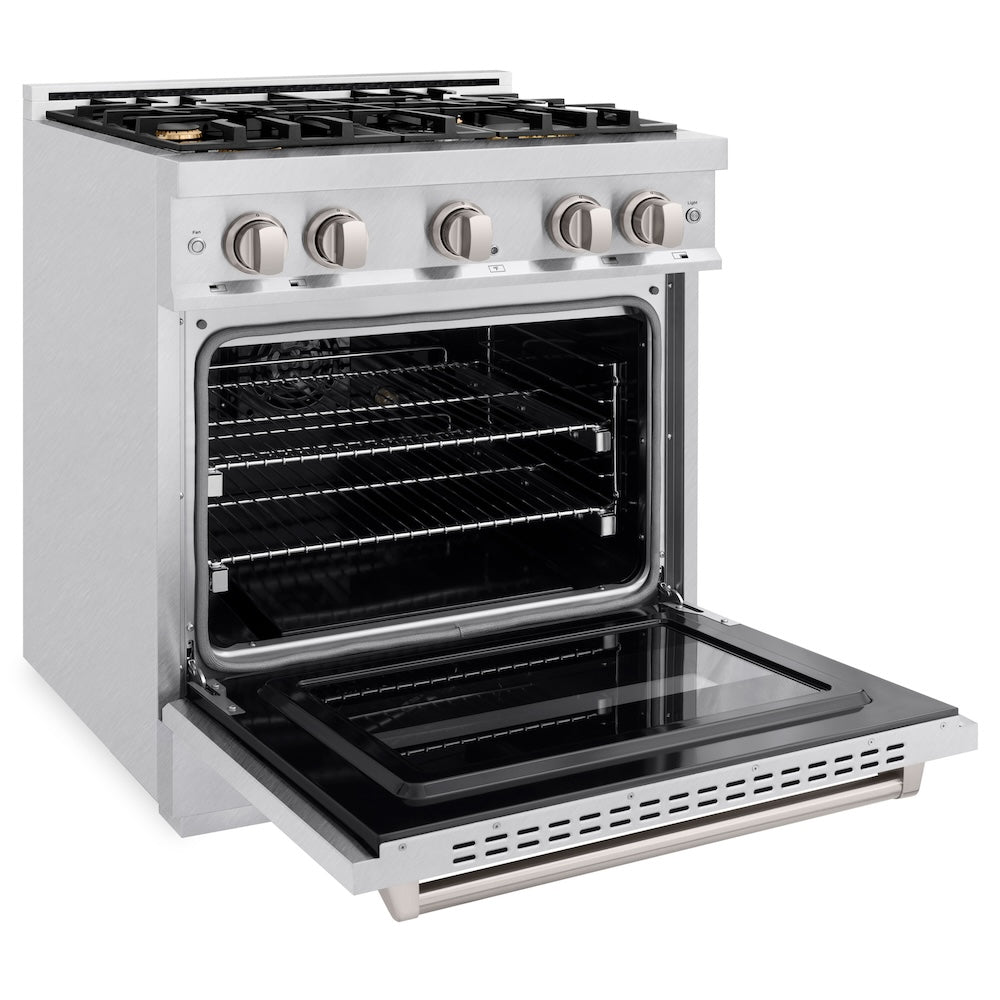 ZLINE 30 in. 4.2 cu. ft. Classic Gas Range with Convection Gas Oven in DuraSnow® Stainless Steel with 4 Brass Burners (CGRS-BR-30) - (CGRSBR30) -