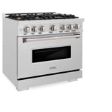 ZLINE 36 in. 5.2 cu. ft. Classic Gas Range with Convection Gas Oven in DuraSnow® Stainless Steel with 6 Brass Burners (CGRS-BR-36) - (CGRSBR36) -