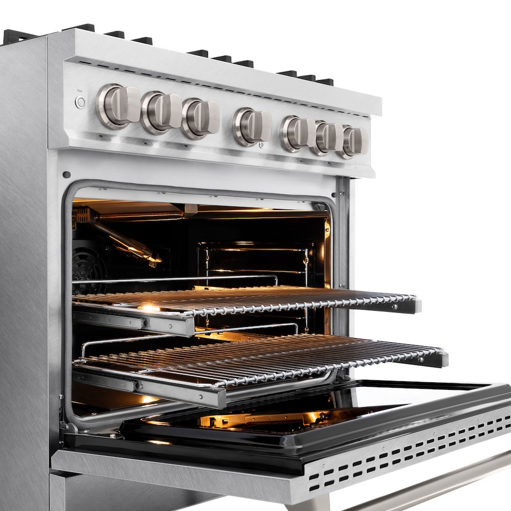 ZLINE 36 in. 5.2 cu. ft. Classic Gas Range with Convection Gas Oven in DuraSnow® Stainless Steel with 6 Brass Burners (CGRS-BR-36) - (CGRSBR36) -