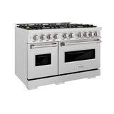 ZLINE 48 in. 6.7 cu. ft. Classic Double Oven Gas Range in DuraSnow® Stainless Steel with 8 Brass Burners (CGRS-BR-48) - (CGRSBR48) -