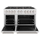 ZLINE 48 in. 6.7 cu. ft. Classic Double Oven Gas Range in DuraSnow® Stainless Steel with 8 Brass Burners (CGRS-BR-48) - (CGRSBR48) -