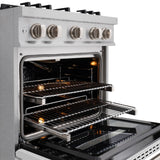 ZLINE 30 in. 4.2 cu. ft. Classic Gas Range with 4 Burner Cooktop and Convection Gas Oven in DuraSnow® Stainless Steel with White Matte Door (CGRS-WM-30) - (CGRSWM30) -