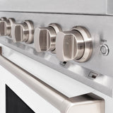 ZLINE 30 in. 4.2 cu. ft. Classic Gas Range with 4 Burner Cooktop and Convection Gas Oven in DuraSnow® Stainless Steel with White Matte Door (CGRS-WM-30) - (CGRSWM30) -