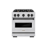 ZLINE Autograph Edition 30 in. 4.2 cu. ft. Classic Gas Range with 4 Burner Cooktop and Convection Gas Oven in DuraSnow® Stainless Steel and Matte Black Accents (CGRSZ-30-MB) - (CGRSZ30MB) -
