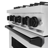 ZLINE Autograph Edition 30 in. 4.2 cu. ft. Classic Gas Range with 4 Burner Cooktop and Convection Gas Oven in DuraSnow® Stainless Steel and Matte Black Accents (CGRSZ-30-MB) - (CGRSZ30MB) -