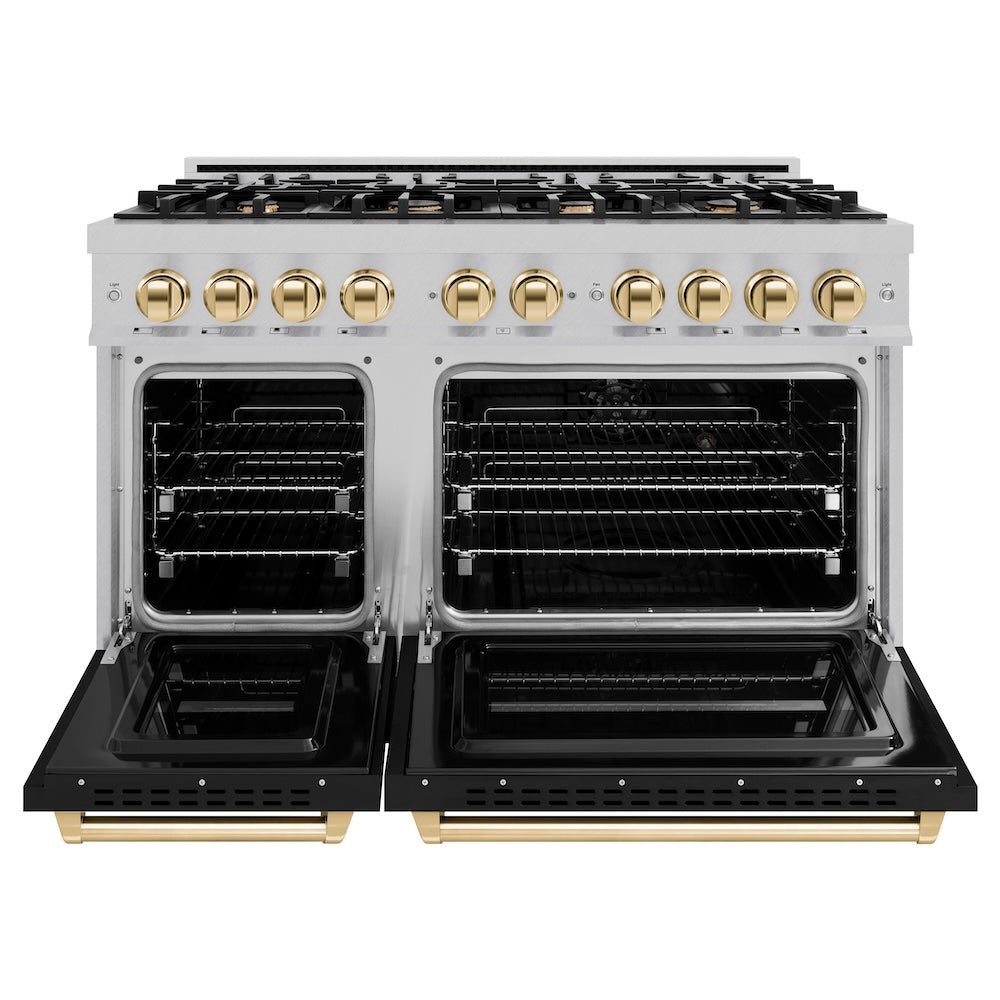 Autograph Edition 48 in. 6.7 cu. ft. Classic Double Oven Gas Range with 8 Burner Cooktop - (CGRSZBLM48G) -