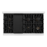 ZLINE Autograph Edition 48 in. 6.7 cu. ft. Classic Double Oven Gas Range with 8 Burner Cooktop in DuraSnow® Stainless Steel with White Matte Doors and Matte Black Accents (CGRSZ-WM-48-MB) - (CGRSZWM48MB) -