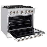 ZLINE 36 in. 5.2 cu. ft. Classic Gas Range with 6 Burner Cooktop and Convection Gas Oven in Stainless Steel with White Matte Door (CGR-WM-36) - (CGRWM36) -