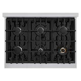 ZLINE 36 in. 5.2 cu. ft. Classic Gas Range with 6 Burner Cooktop and Convection Gas Oven in Stainless Steel with White Matte Door (CGR-WM-36) - (CGRWM36) -