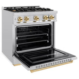 ZLINE Autograph Edition 30 in. 4.2 cu. ft. Classic Gas Range with 4 Burner Cooktop and Convection Gas Oven in Stainless Steel and Polished Gold Accents (CGRZ-30-G) - (CGRZ30G) -