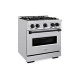 ZLINE Autograph Edition 30 in. 4.2 cu. ft. Classic Gas Range with 4 Burner Cooktop and Convection Gas Oven in Stainless Steel and Matte Black Accents (CGRZ-30-MB) - (CGRZ30MB) -