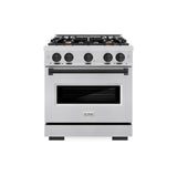 ZLINE Autograph Edition 30 in. 4.2 cu. ft. Classic Gas Range with 4 Burner Cooktop and Convection Gas Oven in Stainless Steel and Matte Black Accents (CGRZ-30-MB) - (CGRZ30MB) -