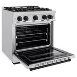 ZLINE Autograph Edition 30 in. 4.2 cu. ft. Classic Gas Range with 4 Burner Cooktop and Convection Gas Oven in Stainless Steel and Matte Black Accents (CGRZ-30-MB) - (CGRZ30MB) -