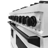 ZLINE Autograph Edition 48 in. 6.7 cu. ft. Classic Double Oven Gas Range with 8 Burner Cooktop in Stainless Steel and Matte Black Accents (CGRZ-48-MB) - (CGRZ48MB) -