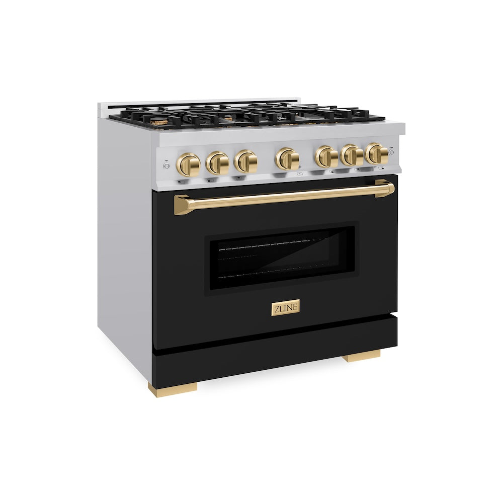 Autograph Edition 36 in. 5.2 cu. ft. Classic Gas Range with 6 Burner Cooktop and Convection Gas Oven - (CGRZBLM36G) -