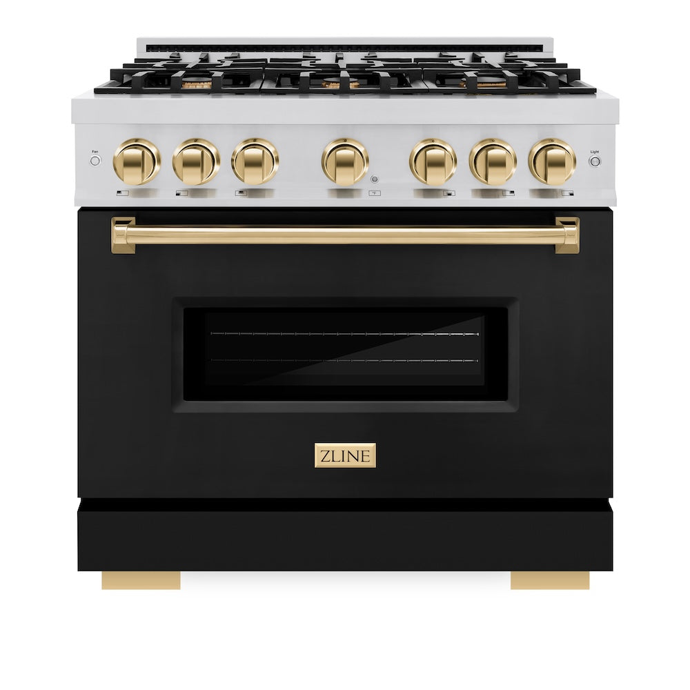 Autograph Edition 36 in. 5.2 cu. ft. Classic Gas Range with 6 Burner Cooktop and Convection Gas Oven - (CGRZBLM36G) -