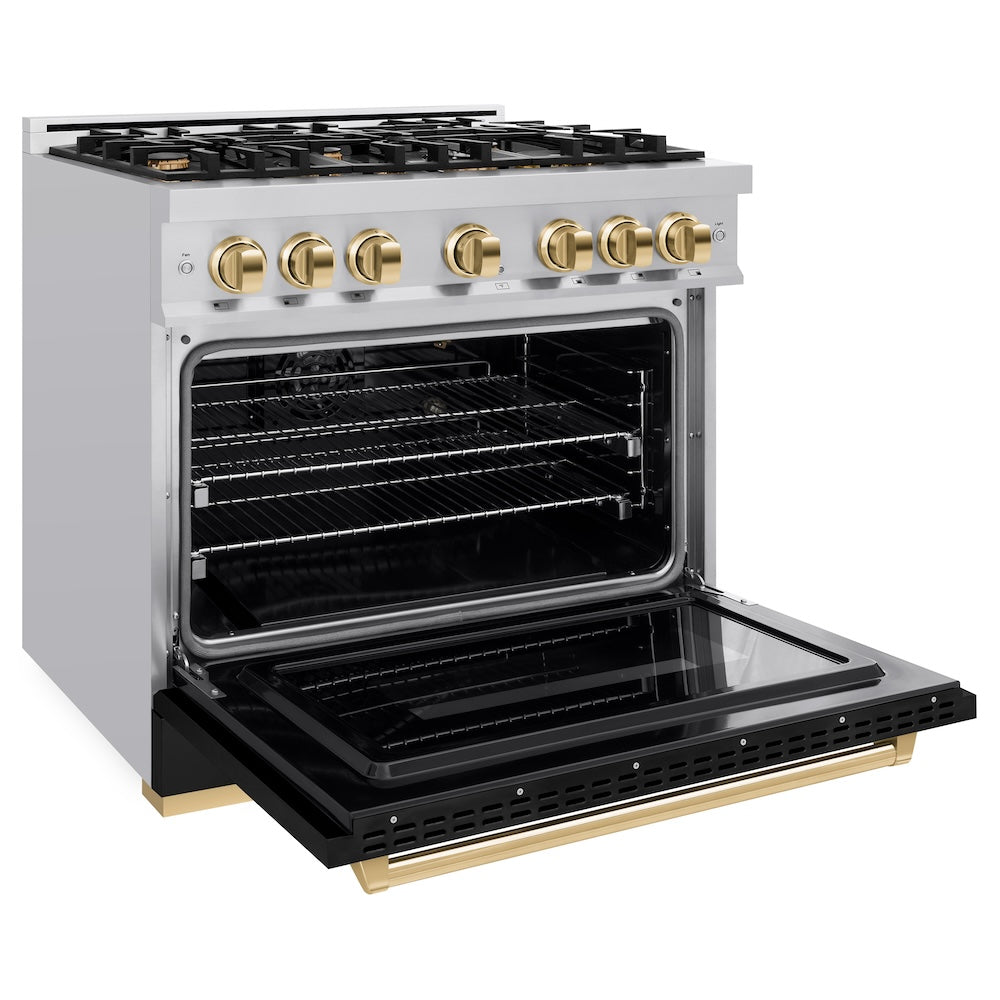 Autograph Edition 36 in. 5.2 cu. ft. Classic Gas Range with 6 Burner Cooktop and Convection Gas Oven - (CGRZBLM36G) -