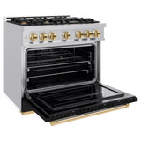 Autograph Edition 36 in. 5.2 cu. ft. Classic Gas Range with 6 Burner Cooktop and Convection Gas Oven - (CGRZBLM36G) -