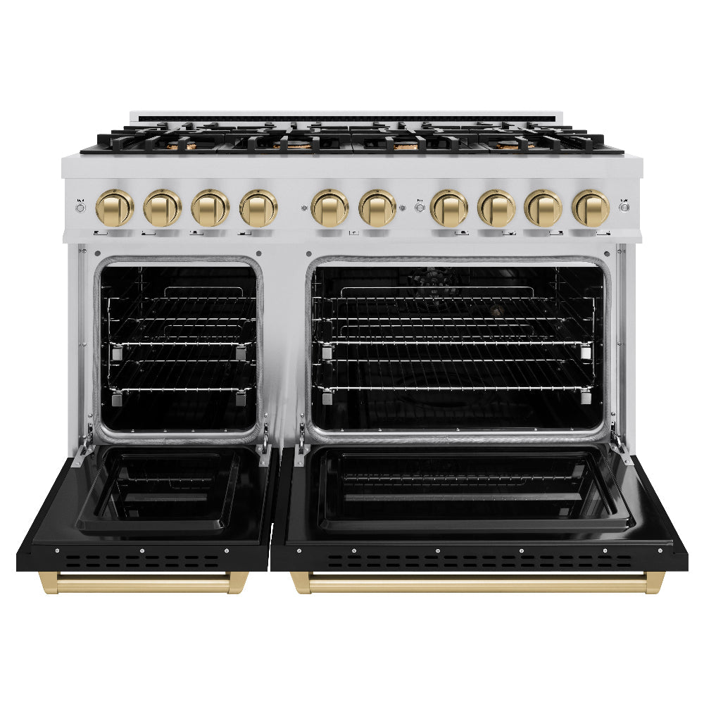 Autograph Edition 48 in. 6.7 cu. ft. Classic Double Oven Gas Range with 8 Burner Cooktop - (CGRZBLM48CB) -