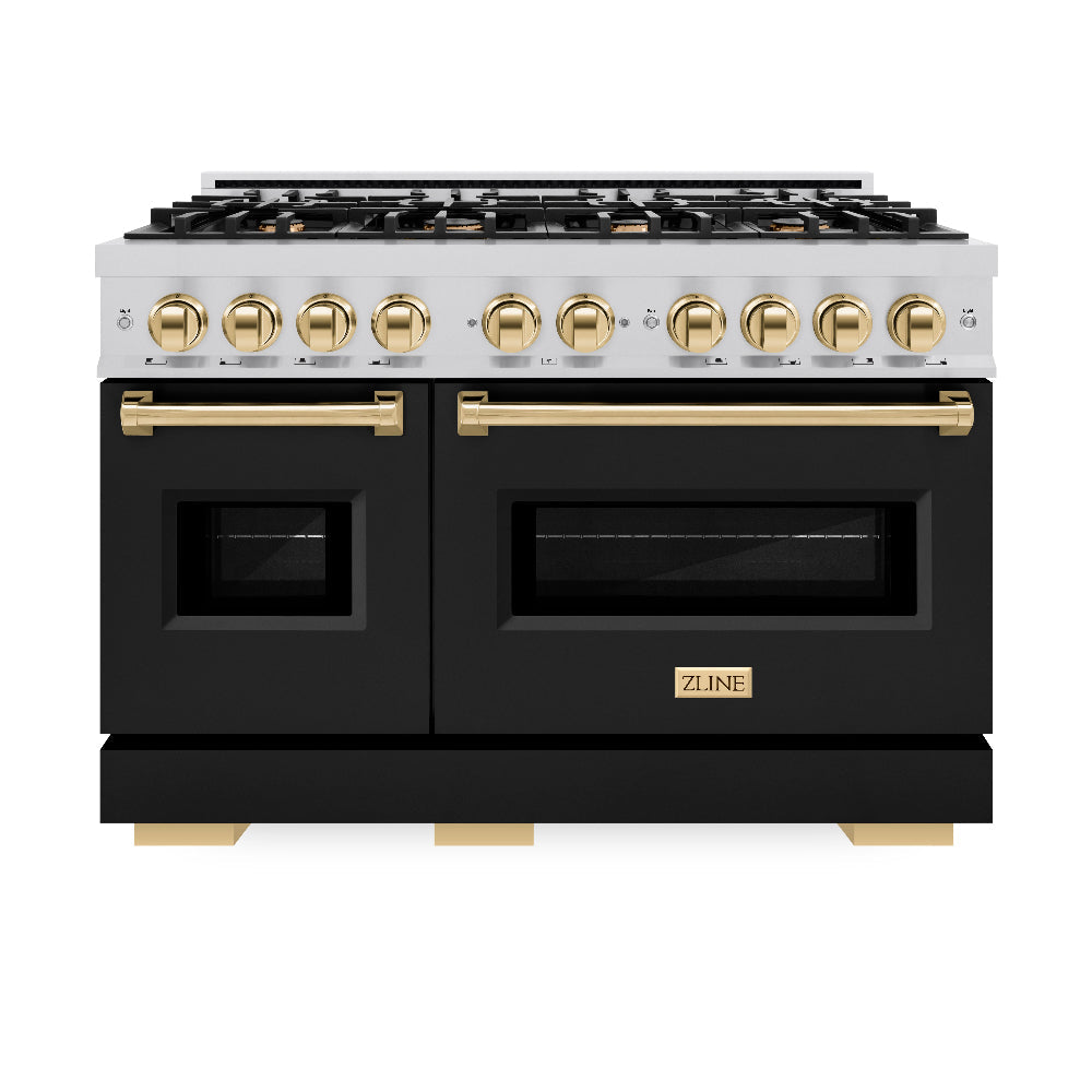 Autograph Edition 48 in. 6.7 cu. ft. Classic Double Oven Gas Range with 8 Burner Cooktop - (CGRZBLM48G) -