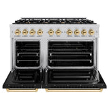 Autograph Edition 48 in. 6.7 cu. ft. Classic Double Oven Gas Range with 8 Burner Cooktop - (CGRZBLM48G) -