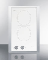 15" Wide 230v 2-burner Radiant Cooktop - (CR2220WHTK15) - SUMMIT
