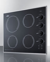 24" Wide 230v 4-burner Radiant Cooktop - (CR425BL) - SUMMIT