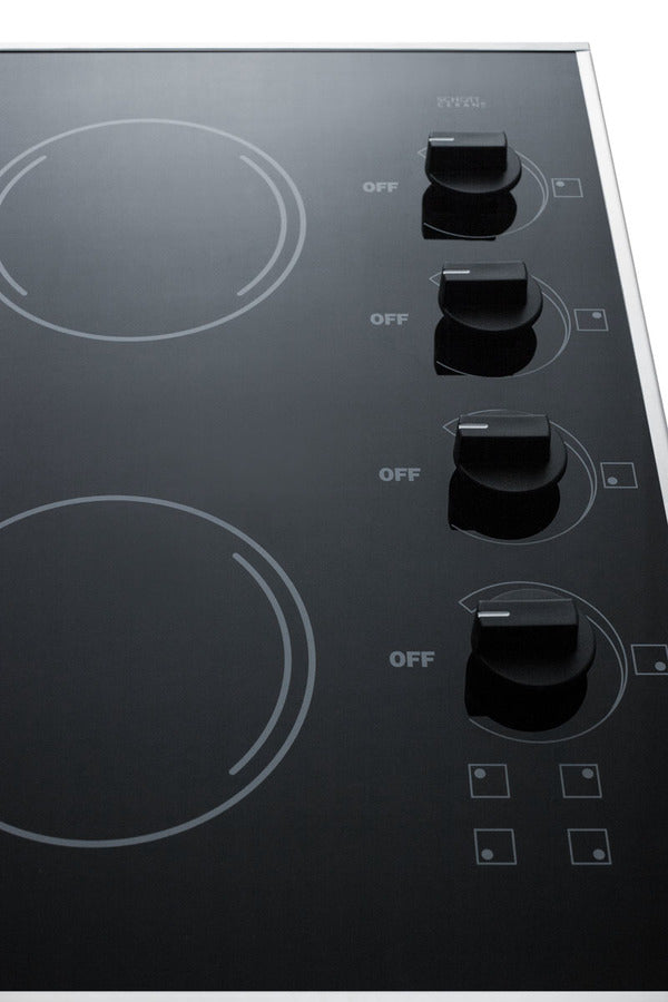 24" Wide 230v 4-burner Radiant Cooktop - (CR425BL) - SUMMIT