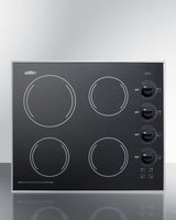 24" Wide 230v 4-burner Radiant Cooktop - (CR425BL) - SUMMIT