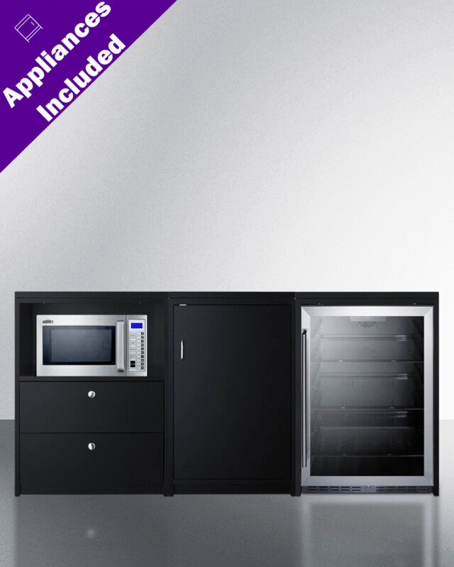 74" Wide Casework Suite With Beverage Center and Microwave, ADA Height - (CWSUITE74G)