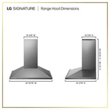 LG SIGNATURE HCEU3039X range hood dimensional drawing