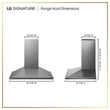 LG SIGNATURE HCEU3639X range hood dimensional drawing