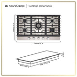 LG SIGNATURE CBGU3639X 36 Inch Gas Cooktop dimensional drawing
