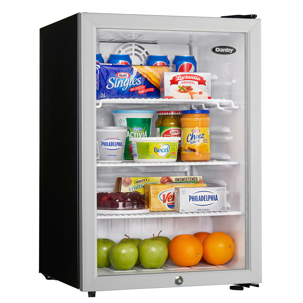 Danby 2.6 cu. ft. Compact Glass Door Fridge in Platinum - (DAG026A2BDB)