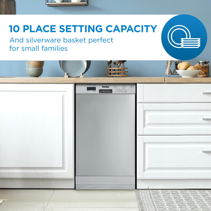 Danby 18" Wide Built-in Dishwasher in Stainless Steel - (DDW18D1ESS) - DANBY