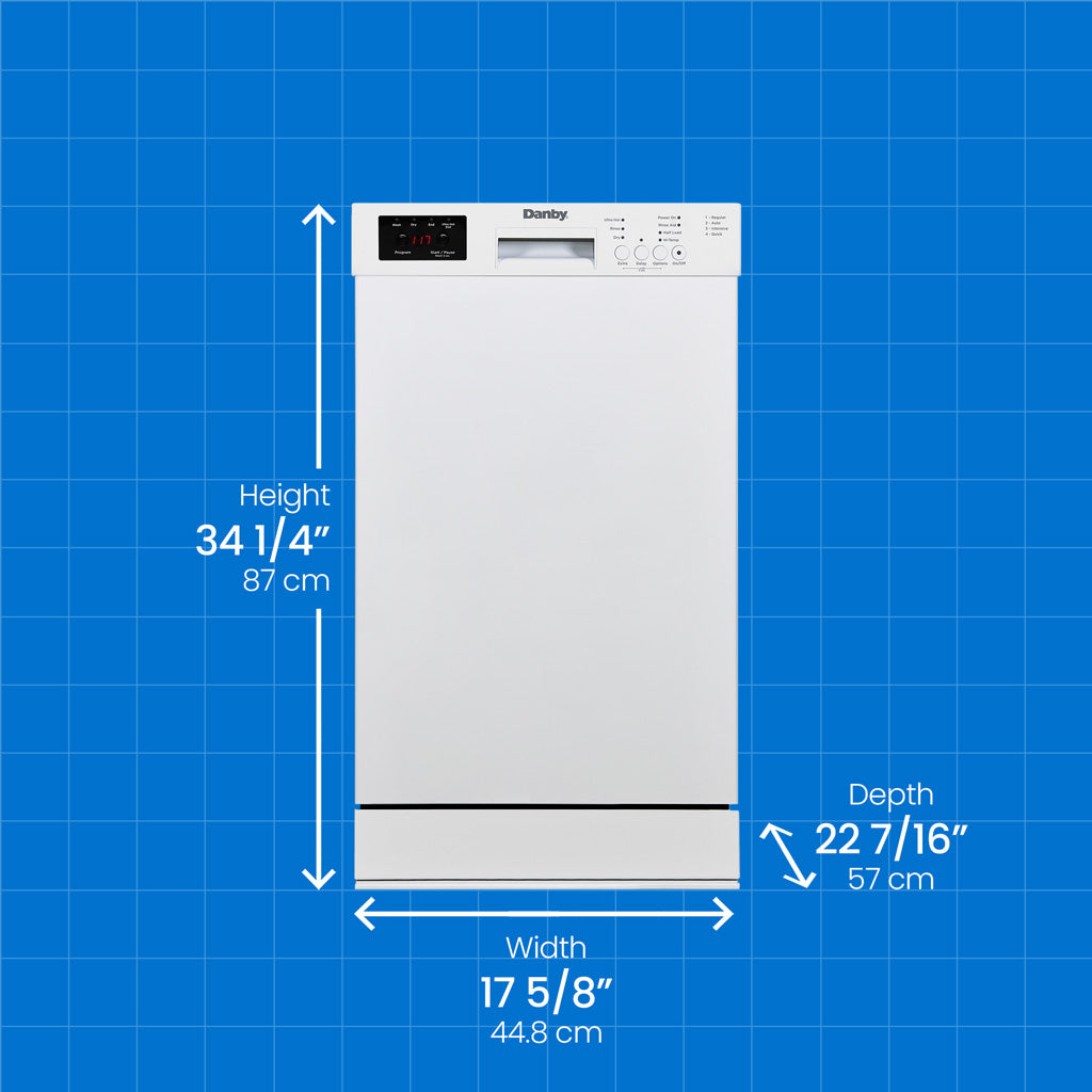 Danby 18" Wide Built-in Dishwasher in White - (DDW18D1EW) - DANBY