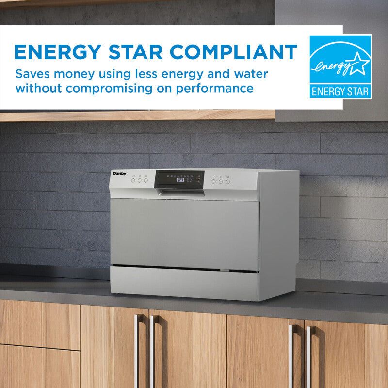 Danby 6 Place Setting Countertop Dishwasher in Silver - (DDW631SDB) - DANBY