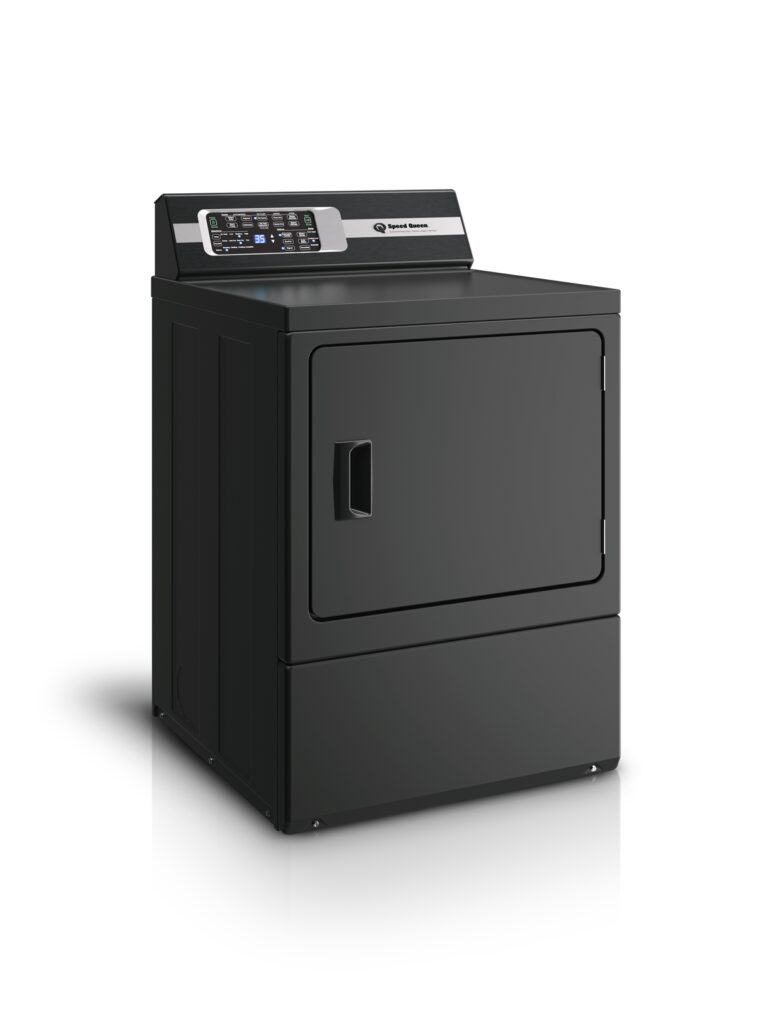 Speed Queen DR7004BE matte black electric dryer left side view