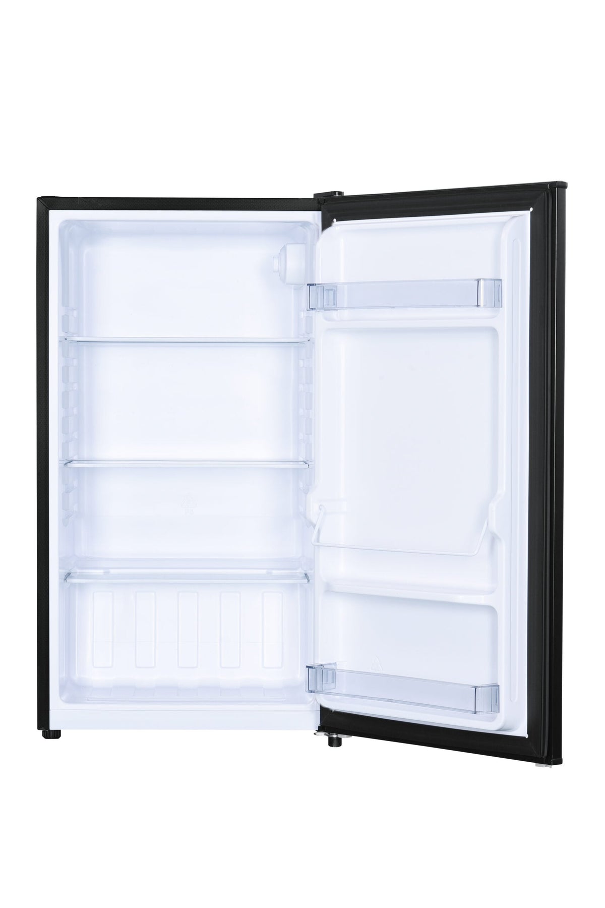 Danby DAR032B2BM compact fridge in black, interior detail