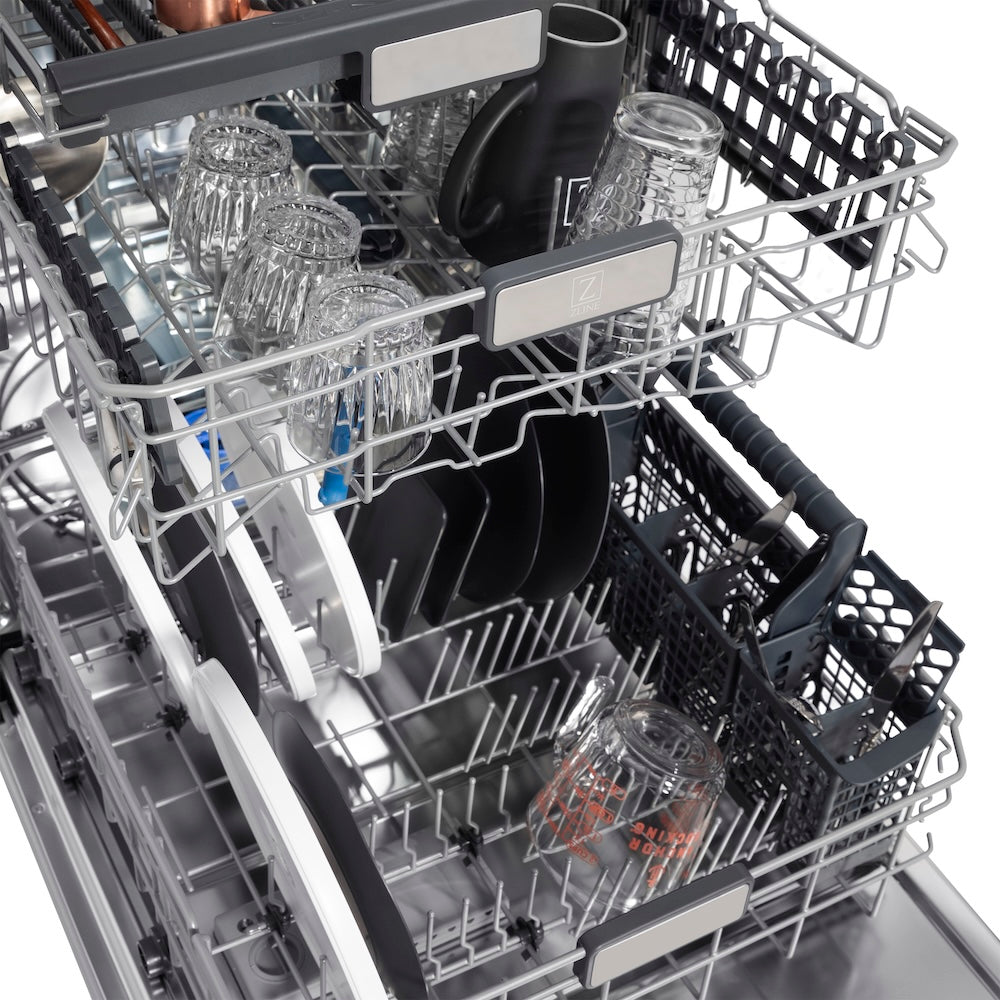 AutographEdition 24" Monument Series 3rd Rack Top Touch Control Tall Tub Dishwasher in Custom Panel Ready with Polished Gold Handle 45dBa - (DWMTZ24G) -