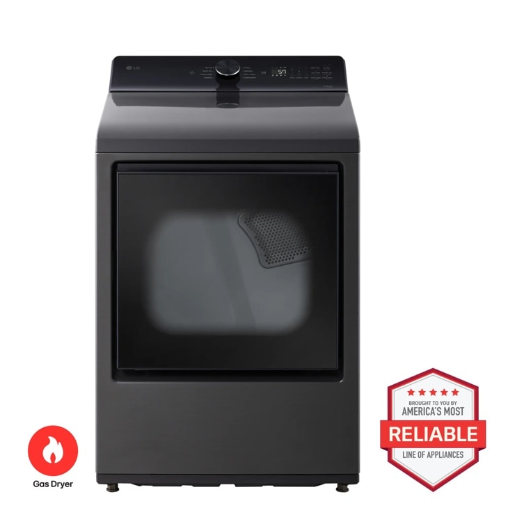 LG DLG8201L Gas Dryer front view in Platinum Black