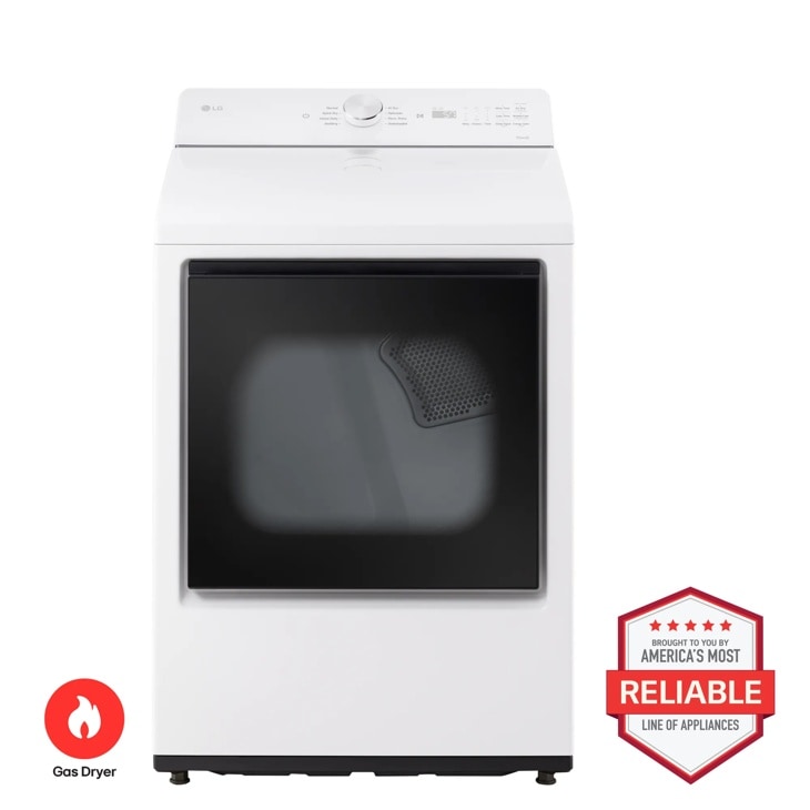 LG DLG8201W Gas Dryer front view in Alpine White