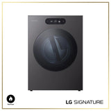 LG SIGNATURE DLGX9901B gas dryer front view in black steel