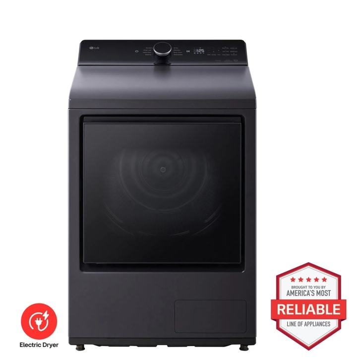 LG DLHC8402B ventless heat pump dryer front view in Matte Black