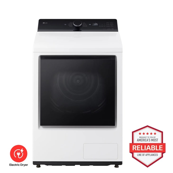 LG DLHC8402W ventless electric dryer front view in white