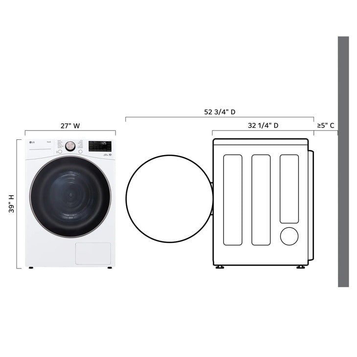 LG DLHC4002W Heat Pump Ventless Electric Dryer control panel