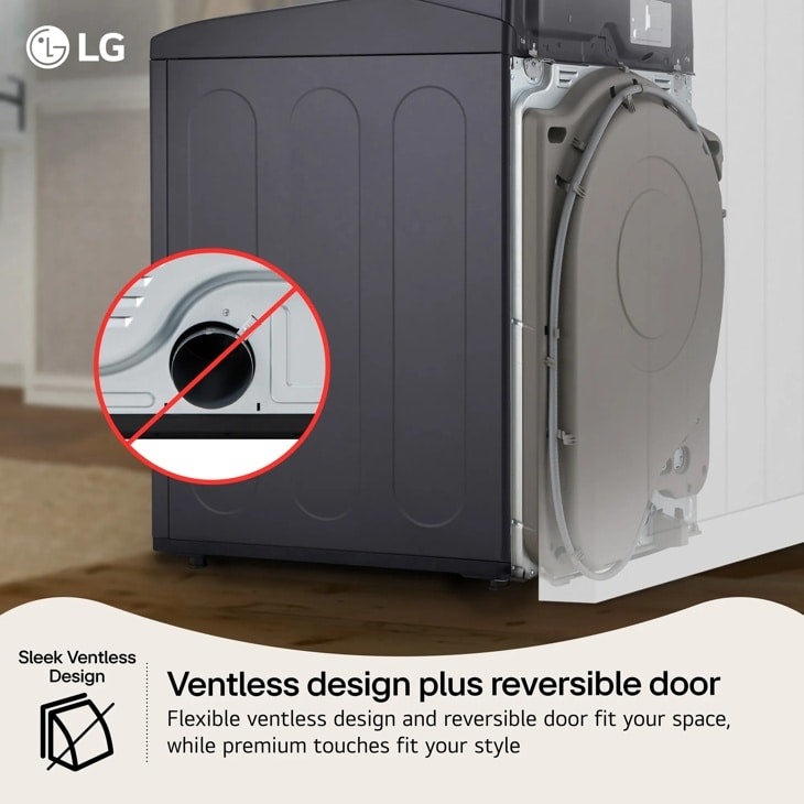 LG DLHC8402B ventless heat pump dryer sleek design infographic