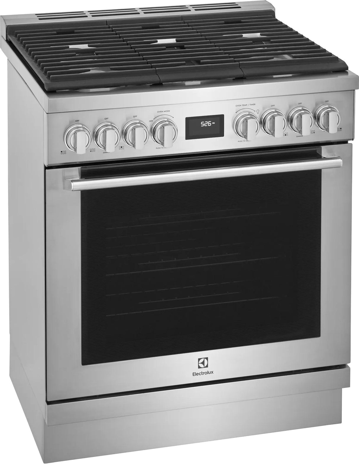 Electrolux 30" Front Control Freestanding Gas Range with Convection, 5 Burners, Stainless Steel - ECFG3068AS