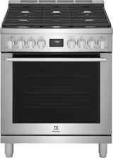 Electrolux 30" Front Control Freestanding Gas Range with Convection, 5 Burners, Stainless Steel - ECFG3068AS